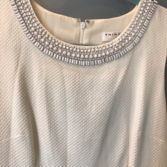 Trina Turk Dress 8 - Ivory/Cream w/ Beaded Collar - Picture 4 of 8